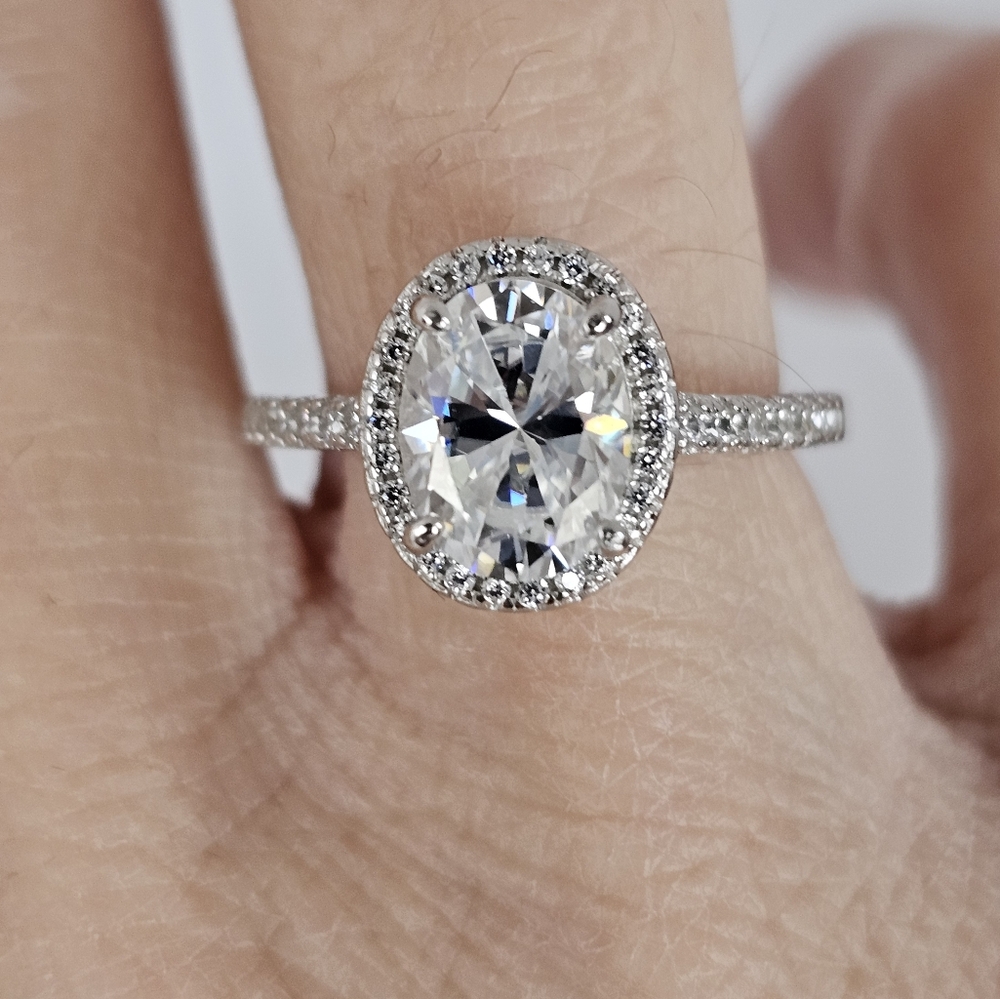 Certified GRA Moissanite Ring 18k White Gold over Sterling Silver Sz 8! … - Picture 15 of 17
